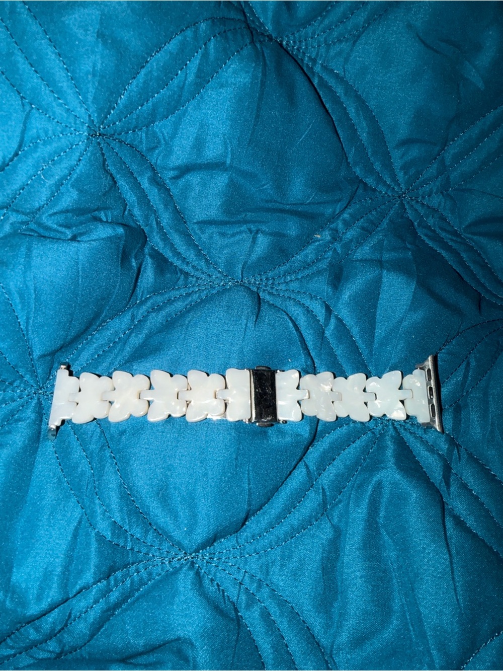 Women's White Butterfly Link Watch Band with Silver Clasp